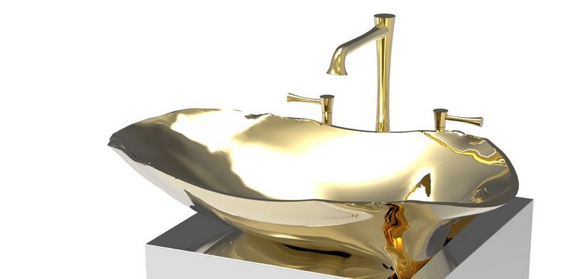 Mixed Metals Are The 2019 Trendy Materials: lapiaz vessel sink by Maison Valentina